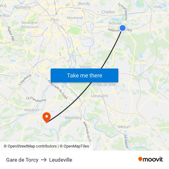 Gare de Torcy to Leudeville map