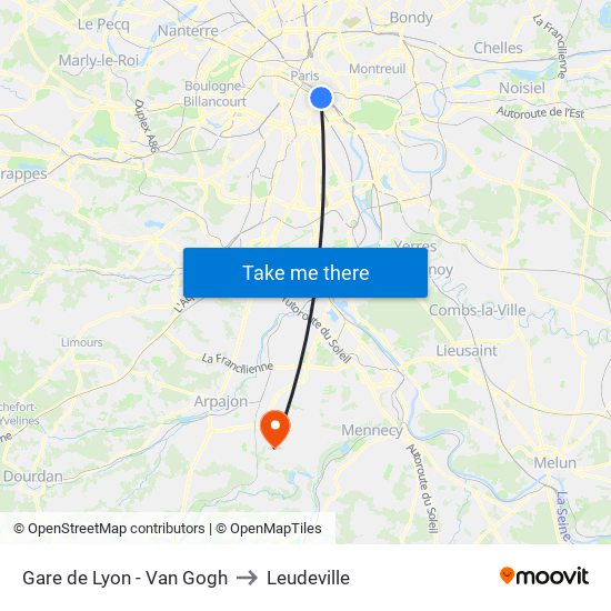 Gare de Lyon - Van Gogh to Leudeville map