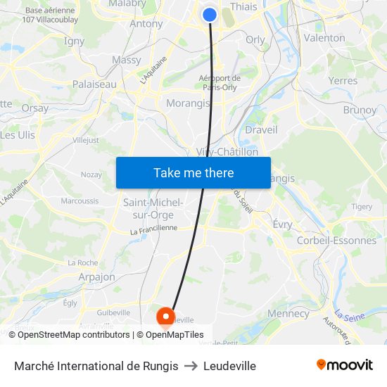 Marché International de Rungis to Leudeville map