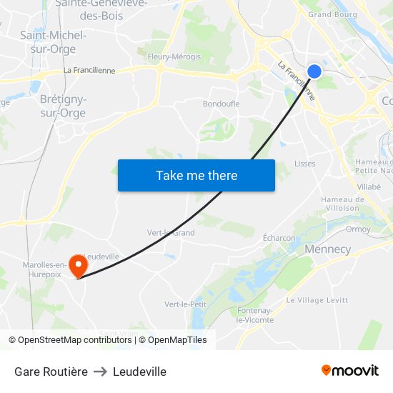 Gare Routière to Leudeville map