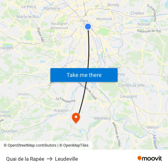 Quai de la Rapée to Leudeville map