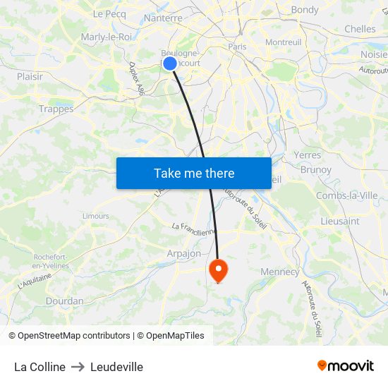 La Colline to Leudeville map