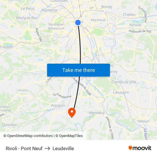 Rivoli - Pont Neuf to Leudeville map