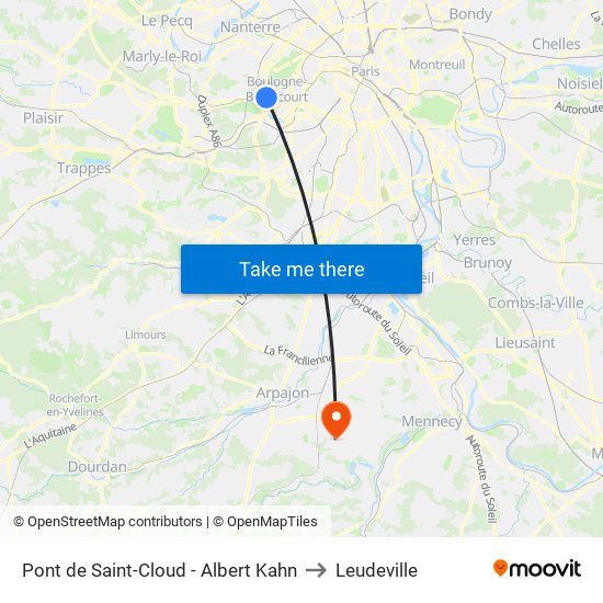 Pont de Saint-Cloud - Albert Kahn to Leudeville map