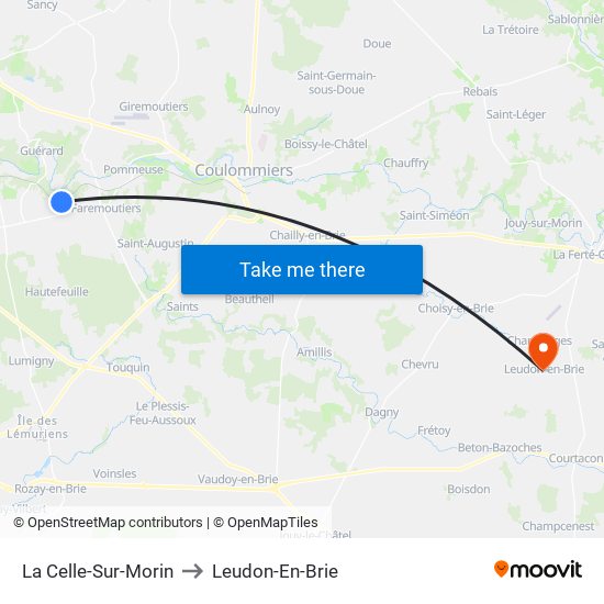 La Celle-Sur-Morin to Leudon-En-Brie map