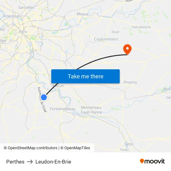 Perthes to Leudon-En-Brie map