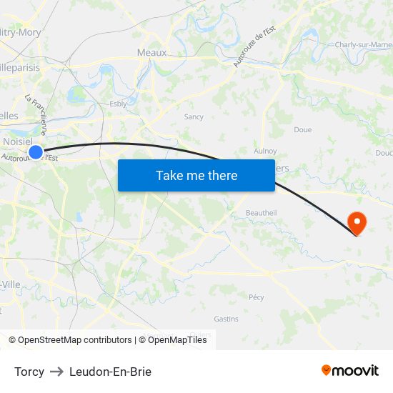 Torcy to Leudon-En-Brie map