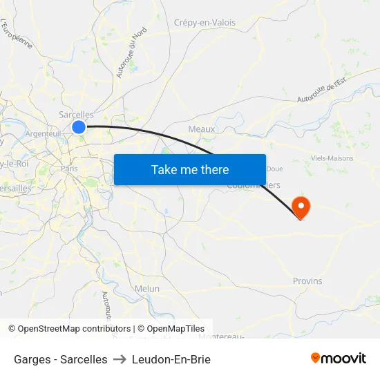 Garges - Sarcelles to Leudon-En-Brie map
