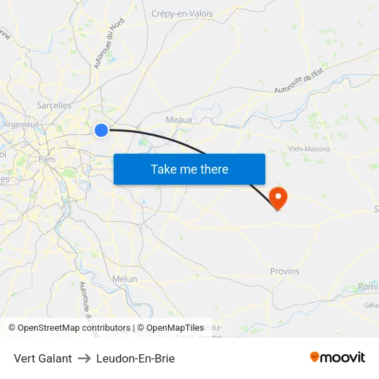 Vert Galant to Leudon-En-Brie map