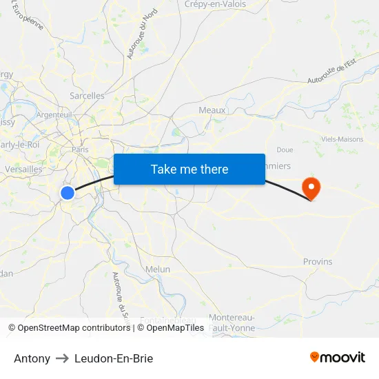 Antony to Leudon-En-Brie map