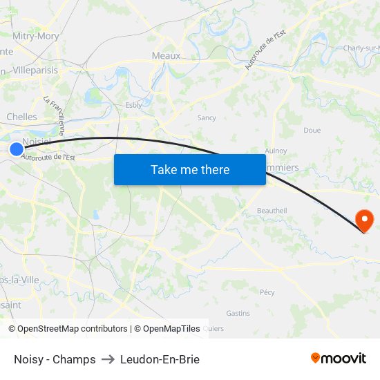 Noisy - Champs to Leudon-En-Brie map