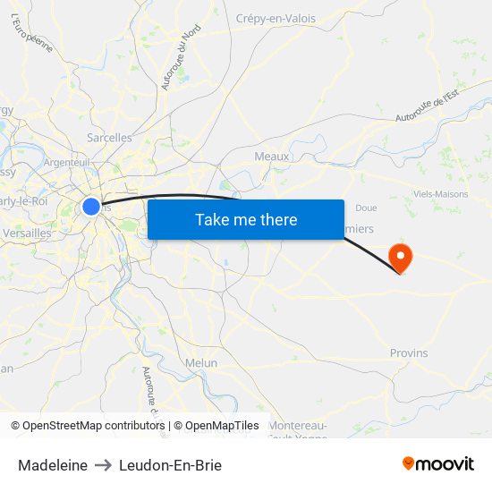 Madeleine to Leudon-En-Brie map