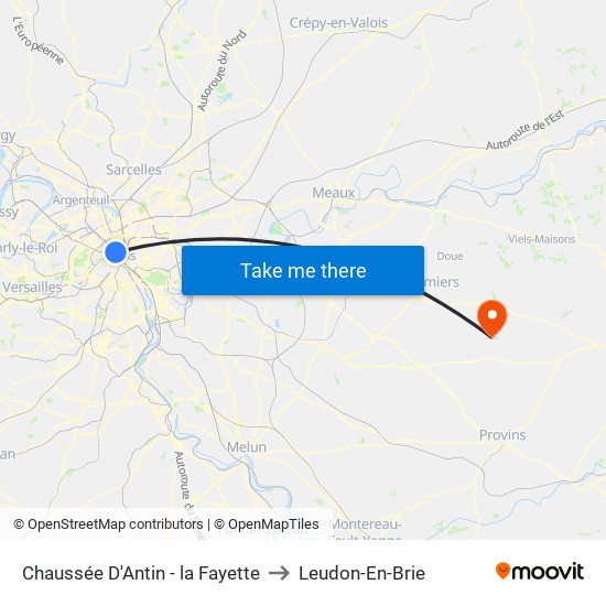 Chaussée D'Antin - la Fayette to Leudon-En-Brie map