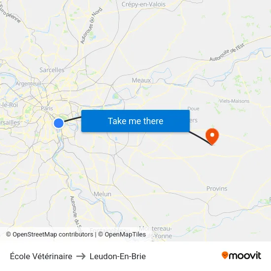École Vétérinaire to Leudon-En-Brie map