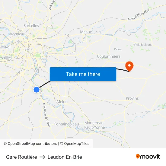 Gare Routière to Leudon-En-Brie map