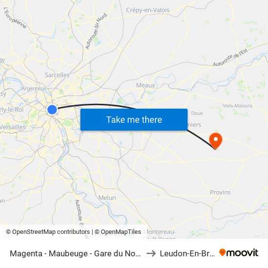 Magenta - Maubeuge - Gare du Nord to Leudon-En-Brie map