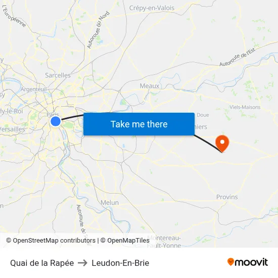 Quai de la Rapée to Leudon-En-Brie map