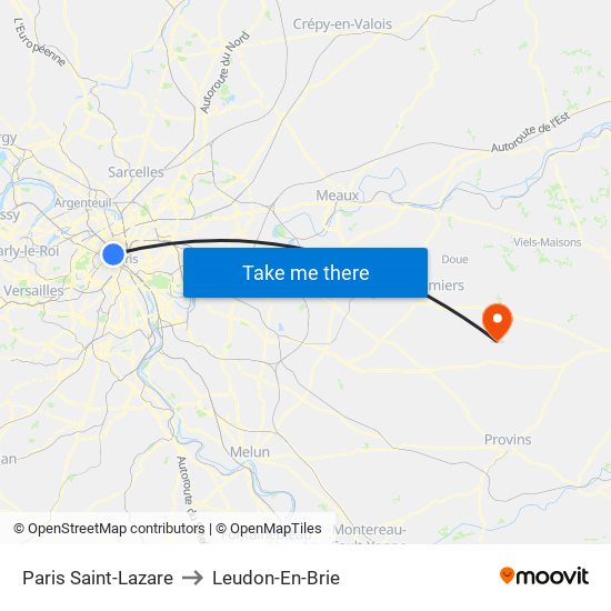 Paris Saint-Lazare to Leudon-En-Brie map