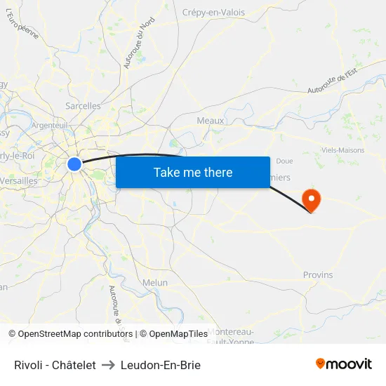 Rivoli - Châtelet to Leudon-En-Brie map