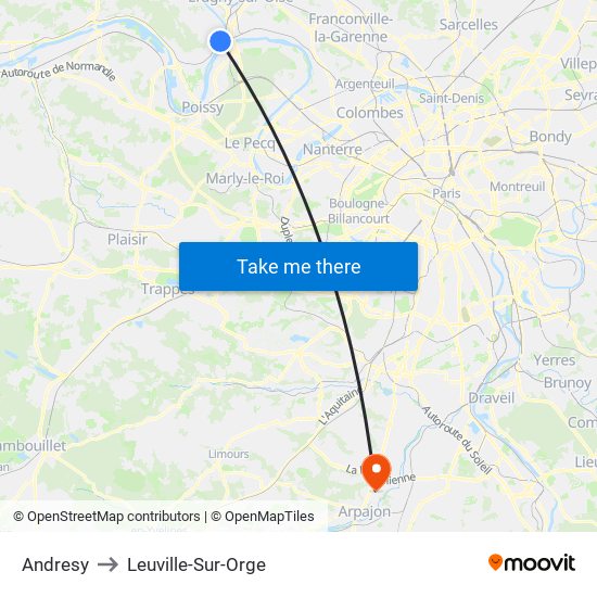 Andresy to Leuville-Sur-Orge map