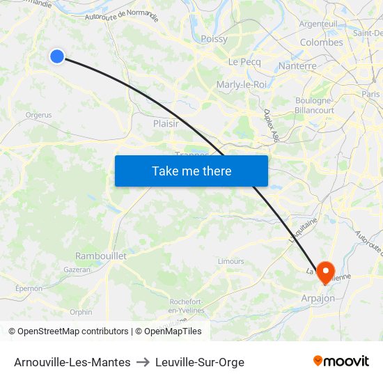 Arnouville-Les-Mantes to Leuville-Sur-Orge map