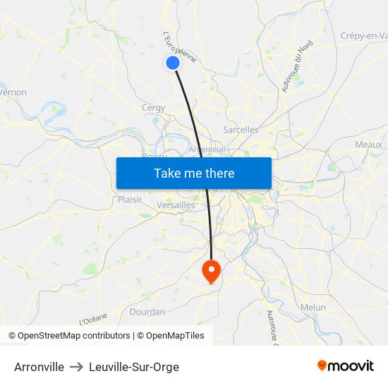 Arronville to Leuville-Sur-Orge map