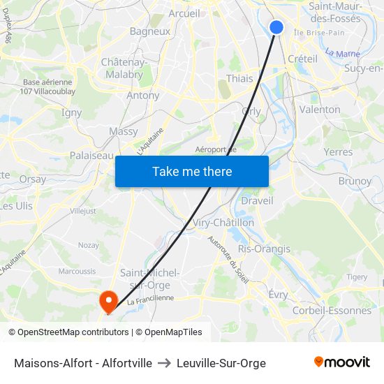 Maisons-Alfort - Alfortville to Leuville-Sur-Orge map