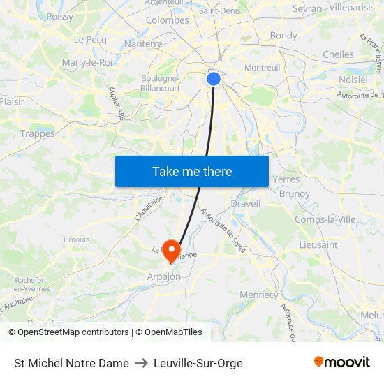 St Michel Notre Dame to Leuville-Sur-Orge map