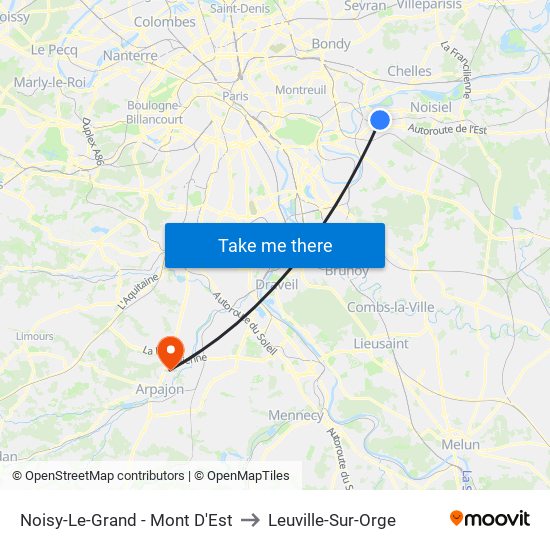 Noisy-Le-Grand - Mont D'Est to Leuville-Sur-Orge map