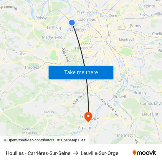 Houilles - Carrières-Sur-Seine to Leuville-Sur-Orge map