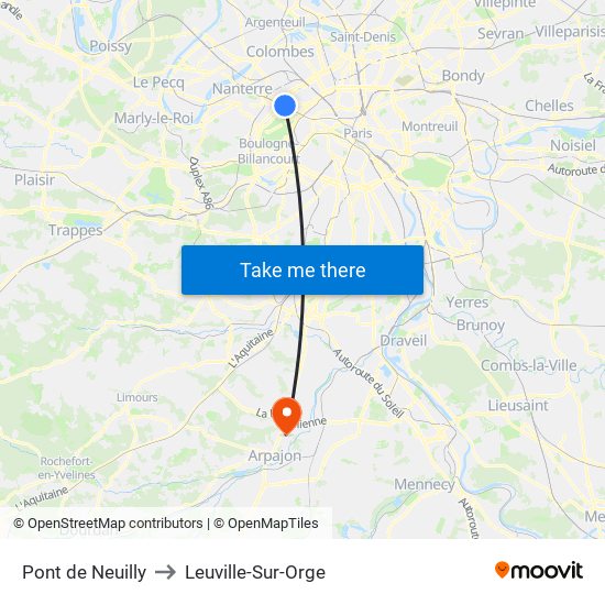 Pont de Neuilly to Leuville-Sur-Orge map