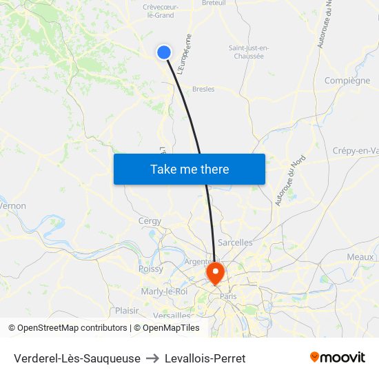 Verderel-Lès-Sauqueuse to Levallois-Perret map