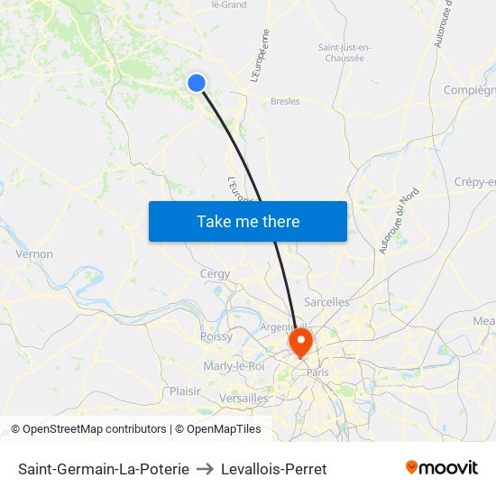 Saint-Germain-La-Poterie to Levallois-Perret map