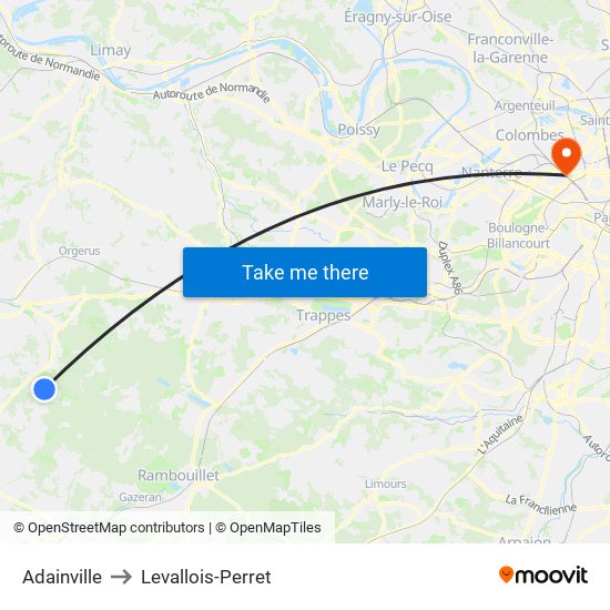 Adainville to Levallois-Perret map