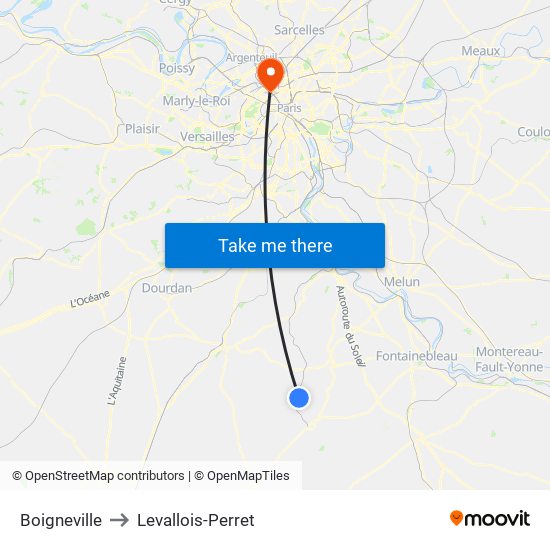 Boigneville to Levallois-Perret map