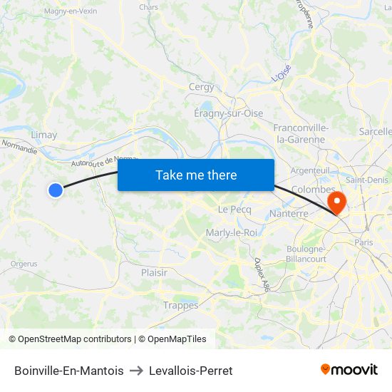 Boinville-En-Mantois to Levallois-Perret map