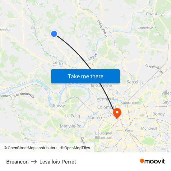 Breancon to Levallois-Perret map
