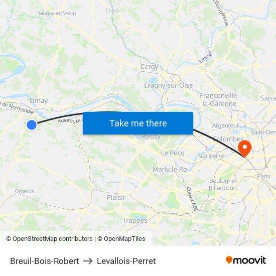 Breuil-Bois-Robert to Levallois-Perret map