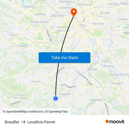 Breuillet to Levallois-Perret map