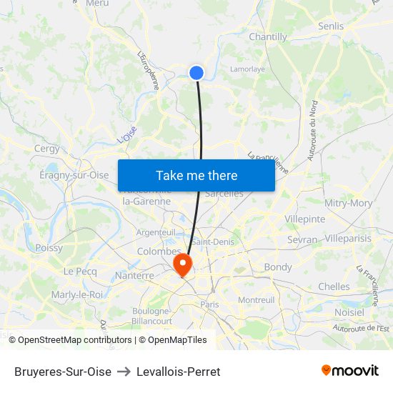 Bruyeres-Sur-Oise to Levallois-Perret map