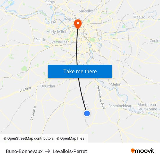 Buno-Bonnevaux to Levallois-Perret map