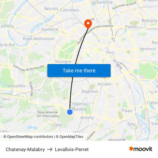 Chatenay-Malabry to Levallois-Perret map