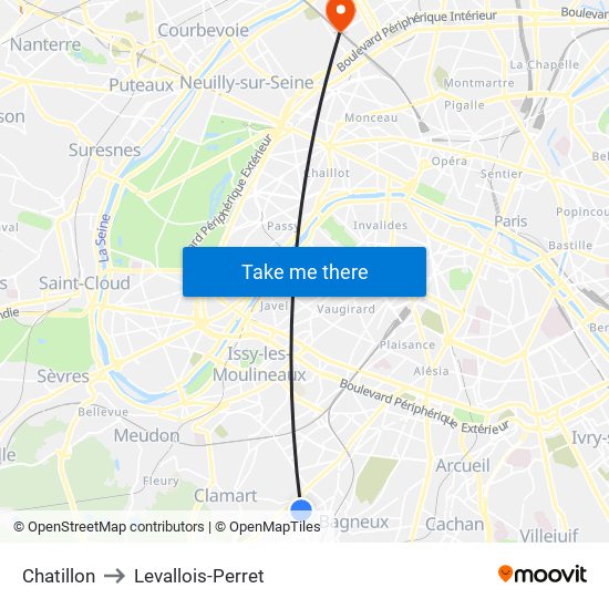 Chatillon to Levallois-Perret map