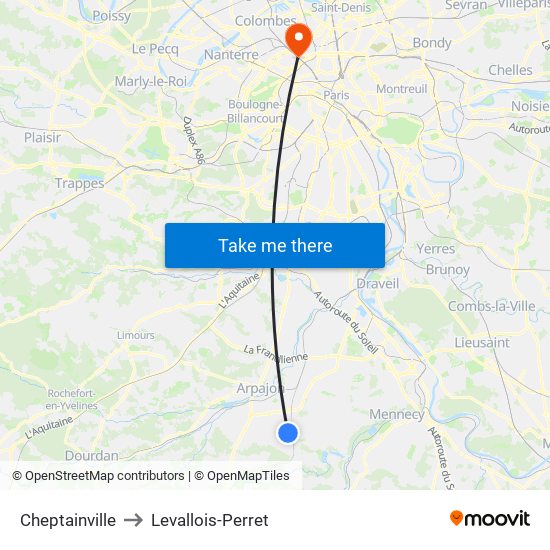 Cheptainville to Levallois-Perret map