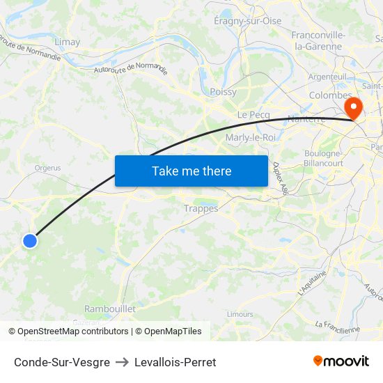 Conde-Sur-Vesgre to Levallois-Perret map