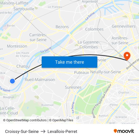 Croissy-Sur-Seine to Levallois-Perret map