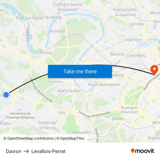 Davron to Levallois-Perret map