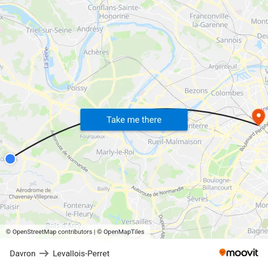 Davron to Levallois-Perret map