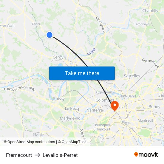 Fremecourt to Levallois-Perret map