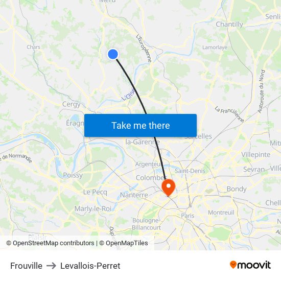 Frouville to Levallois-Perret map
